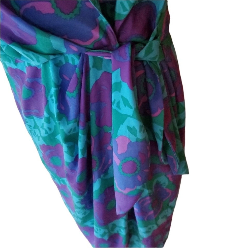 1980s‎ Papell Petites Multi-Color Floral Dress - Picture 3 of 6